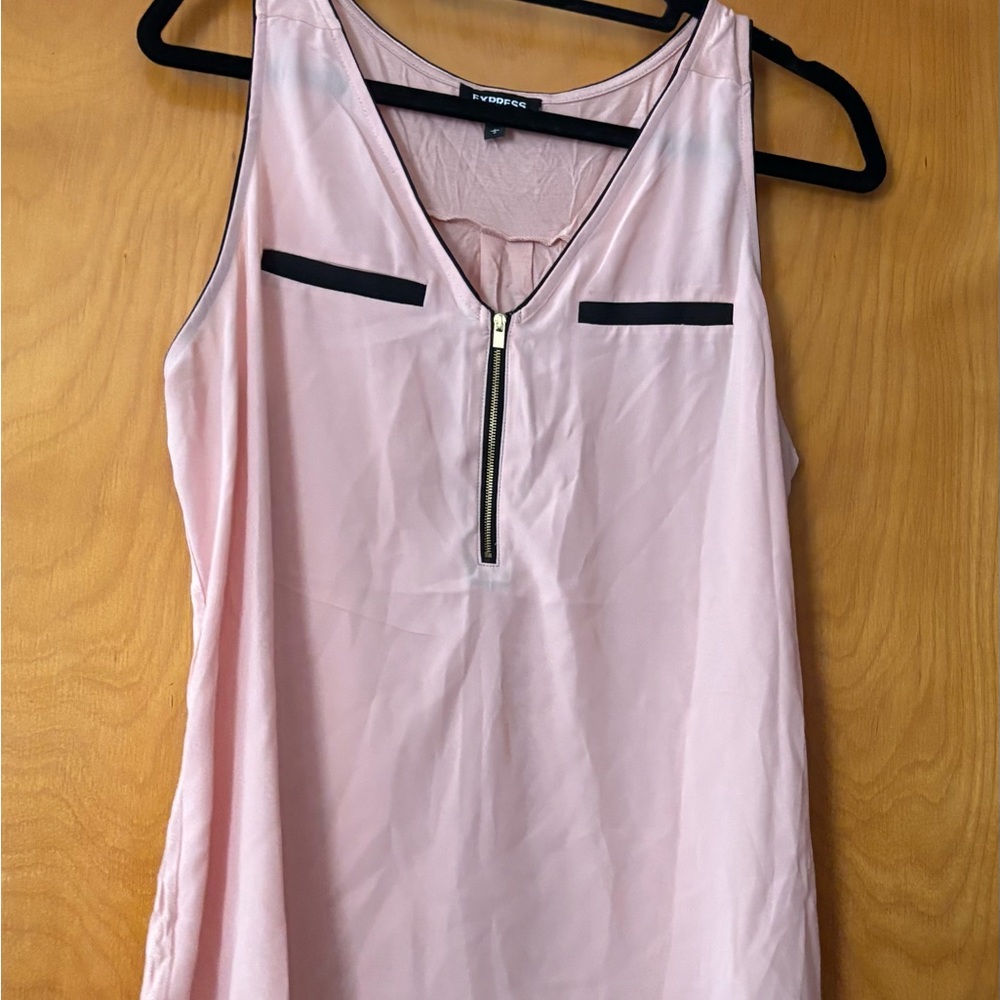 Express Light Pink Tank Top with Black Accents